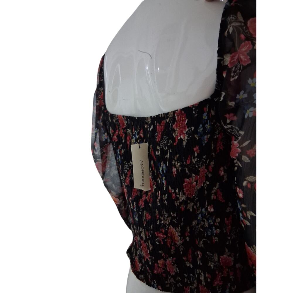 Mi Ami Smocked whimsical Fairycore Womens size Large Romantic Sheer Metallic Top - Picture 6 of 13